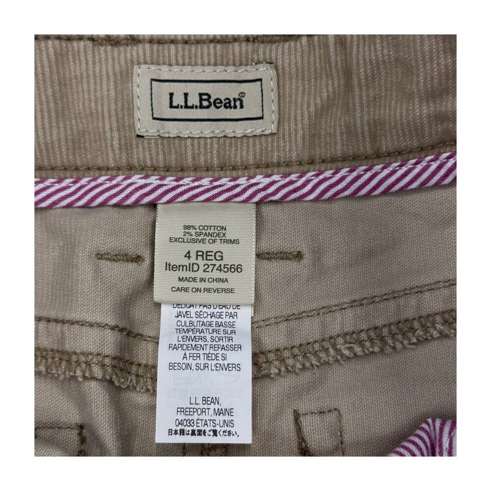 LL Bean Size 4 Tan Corduroy A-Line Midi Skirt Cotton Stretch 5-Pocket - Picture 2 of 7